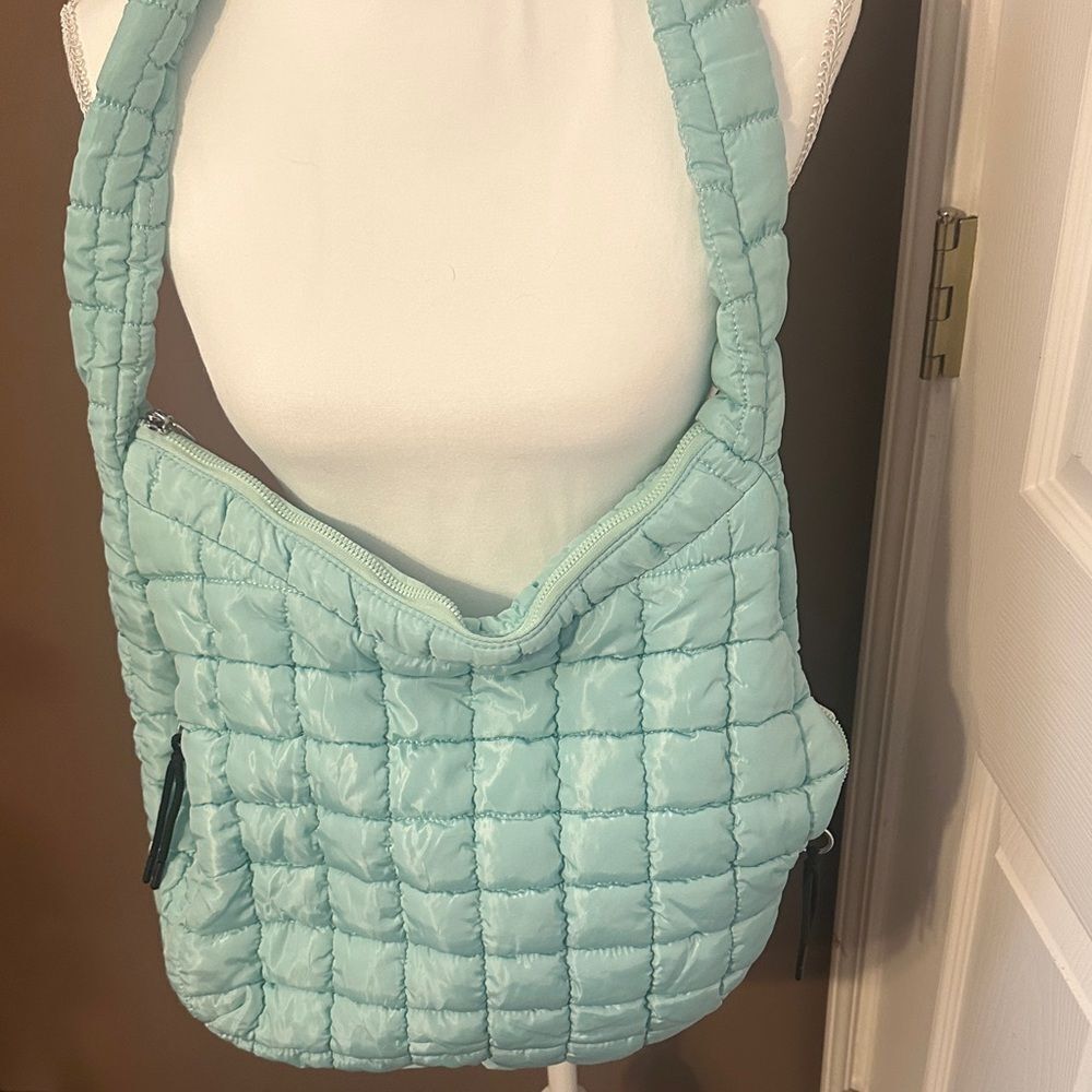 Light Blue Quilted Shoulder Bag